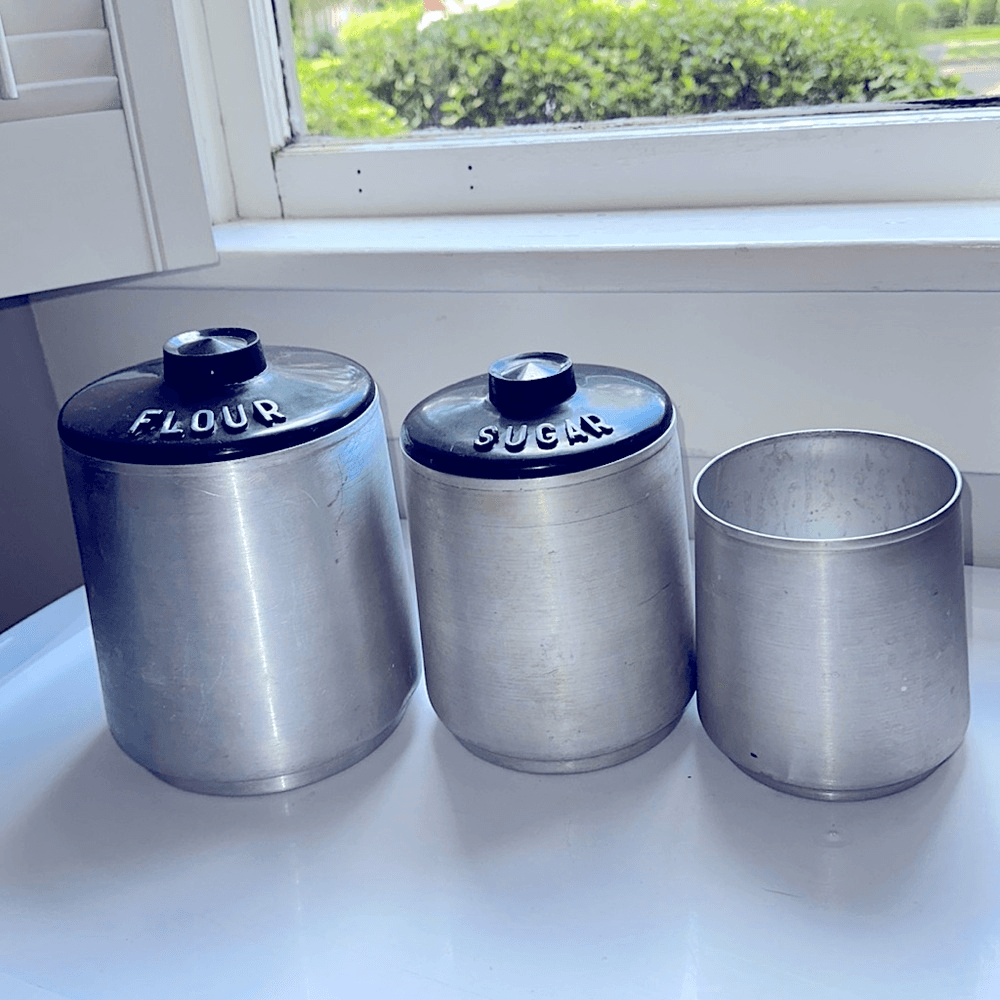 Vintage mid century Kromex silver canister set | eBay