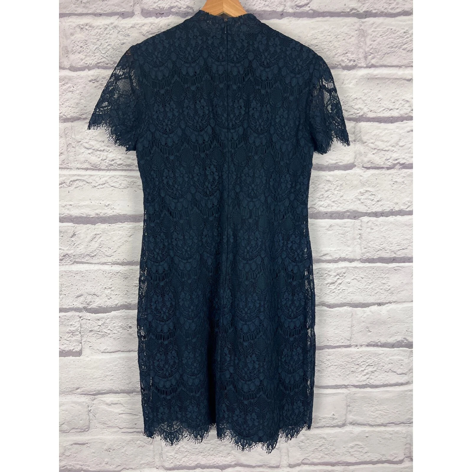 VETEMENTS Abito donna BETSEY JOHNSON 10 blu navy pizzo cravatta fiocco tubino foderato preppy