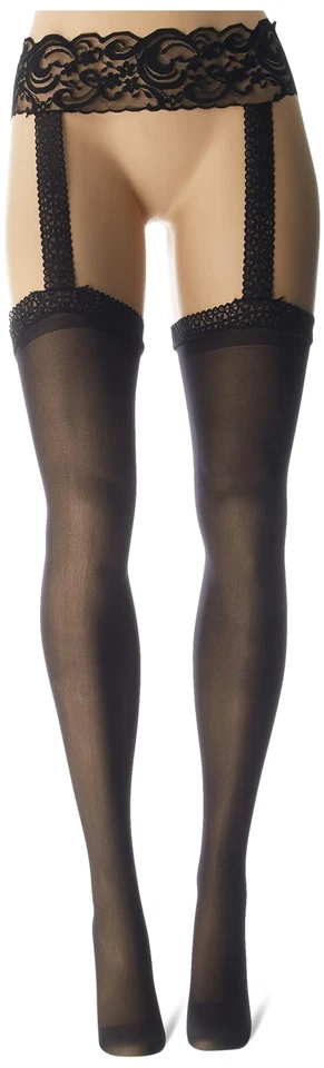 Women's Sheer Garter Belt & Stocking Set Black Sexy Lingerie - Image 3 of 4