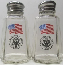 A Nice Set of US Army Salt & Pepper Shakers 3¾" Tall