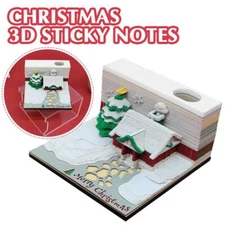 Merry Christmas 3D Model Notepad Paper Cube Sculpture 3D Memo Pad Color St D2P3
