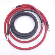 2 Pack 7' WindyNation 2AWG Black & Red Copper Battery Cable W/Lug Ring Terminals