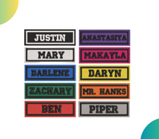 BESTSELLER Name Tag Patch Custom Names -Variety Colors and Size - Iron on/Sew on