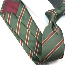 New Classic Striped Green Brown JACQUARD WOVEN 100 Silk Men's Necktie Tie