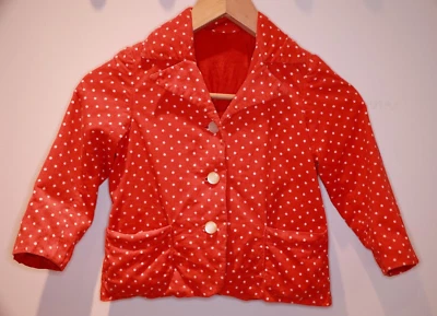 Vintage Kinder Cord Blazer rot weiß gepunktet Gr. ca. 116 ** Dachbodenfund - Bild 1 von 4
