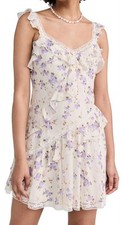 NWT LoveShackFancy Serima Mini Dress Fairy Lace Ruffle Babydoll Floral Print S