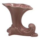Vintage Pottery Art Deco Pink Cornucopia 5” Ceramic Vase