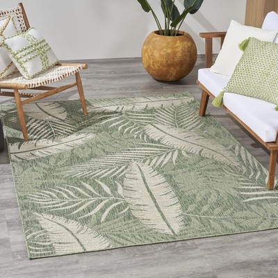 Nourison Home Garden Oasis Green Ivory 4 X 6 Area Rug - Non Shedding Bed