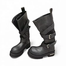 Balenciaga Venom Belt Buckle Black Leather Boots