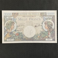 FRANCE: 1000 Francs Commerce Et Industrie 29/06/1944, F39-09, SPL/AU 🇫🇷