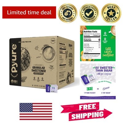 Organic Stevia Packets | Zero Calorie Sweetener for Coffee & Baking | 1000 Count