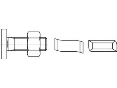 100 x Hammerkopf-/Halfen-Schrauben,mitSechskantmutter ART 88928 Halfenschr. Typ 