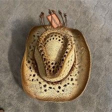 Cowboy Hat with Bead Detail Cowgirl Western Natural Hatmata Saddleback Shapeable