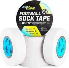 6x Football Sock Tape 19mm x 20m White Sports Shin Pad Bandage - New 0.06 per metre