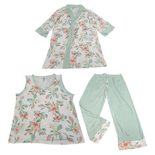 Flora Nikrooz Womens Lounge Pajama Set Sleepwear Medium Sz Robe Tank Top Pants