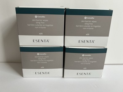 ConvaTec 423392 Esenta Skin Barrier Wipes, Sting-Free, 25-Pack, Lot of 4 NEW 
