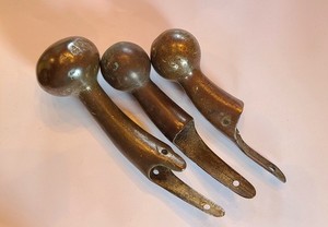 Lot 3 Vintage HORSE Brass Ball HAMES KNOBS Harness CANE HANDLES Walking Sticks
