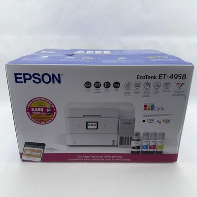 New Epson EcoTank ET-4958 Wireless All-in-One Color Supertank Printer White