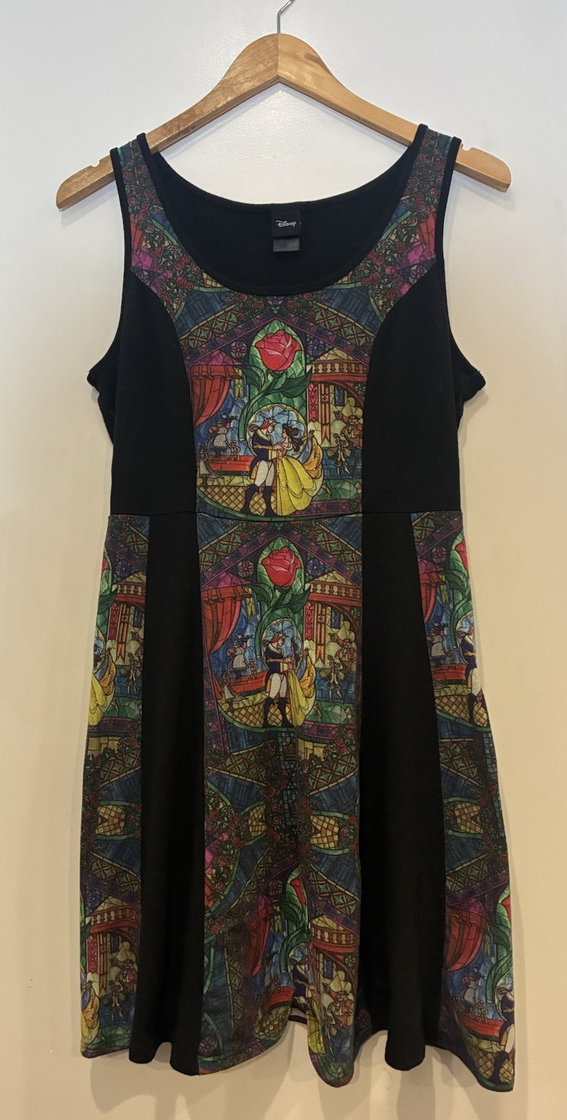 Disney Women's Beauty & The Beast Princess Belle Stain Glass Tank Dress Black M