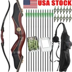 60" Takedown Recurve Bow 25-50lbs Wooden Bow Archery Outdoor Hunting Target RH