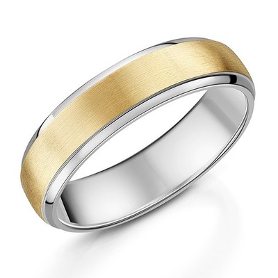 Verlobungsring 5 mm mehrfarbig Band Titan & Gelbgold zweifarbig IP Gold