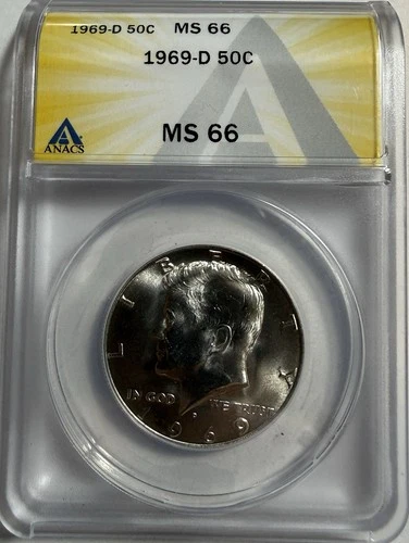 1969-D Kennedy Half Dollar - Silver - 50c - ANACS MS 66 - New Holder - (528)
