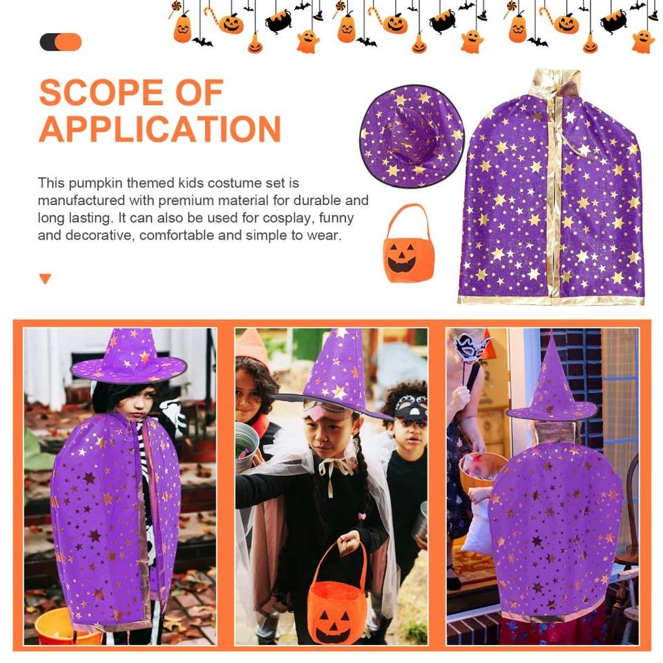1 Комплект творческий тыквы корзина детей Хэллоуин плащ творческий маскарад шляпа - Изображение 3 из 4