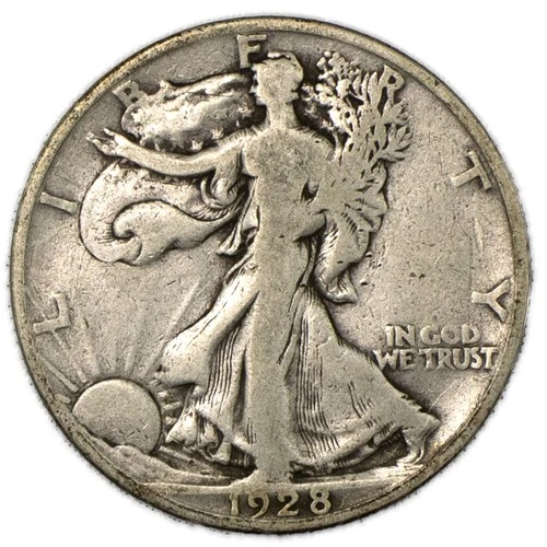 1928-S Walking Liberty Silver Half 50c Very Good VG+