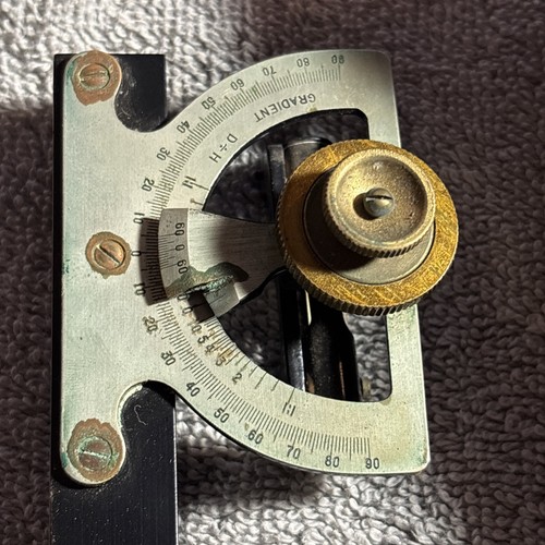 Strumento clinometro vintage Dietzen geometra metallo con livello a bolle con custodia - Foto 4 di 9