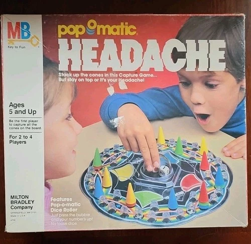 Vintage 1986 HEADACHE Pop O Matic Board Game Milton Bradley 4709 COMPLETE