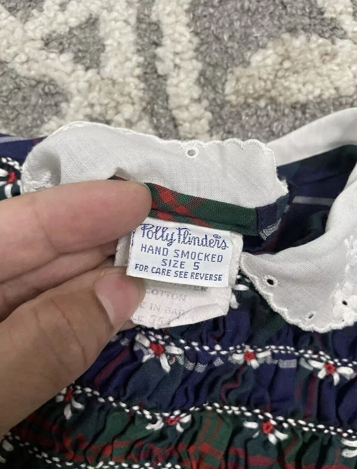 Vestido xadrez Polly Flinders Natal Ralph vintage bordado floral ilhós tartan - Imagem 4 de 4