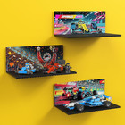 6-Pack Floating Shelves for Wall Compatible with Lego Building Bricks, Racing Ca