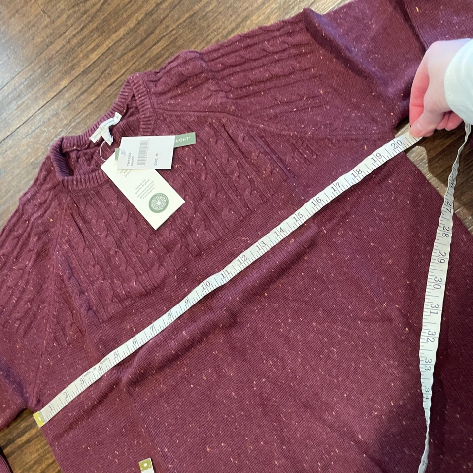 NWT Threads 4 Thought Men's Sz M Burgundy Crewneck Sweater Cable Knit Stitch Fix - Image 4 of 4
