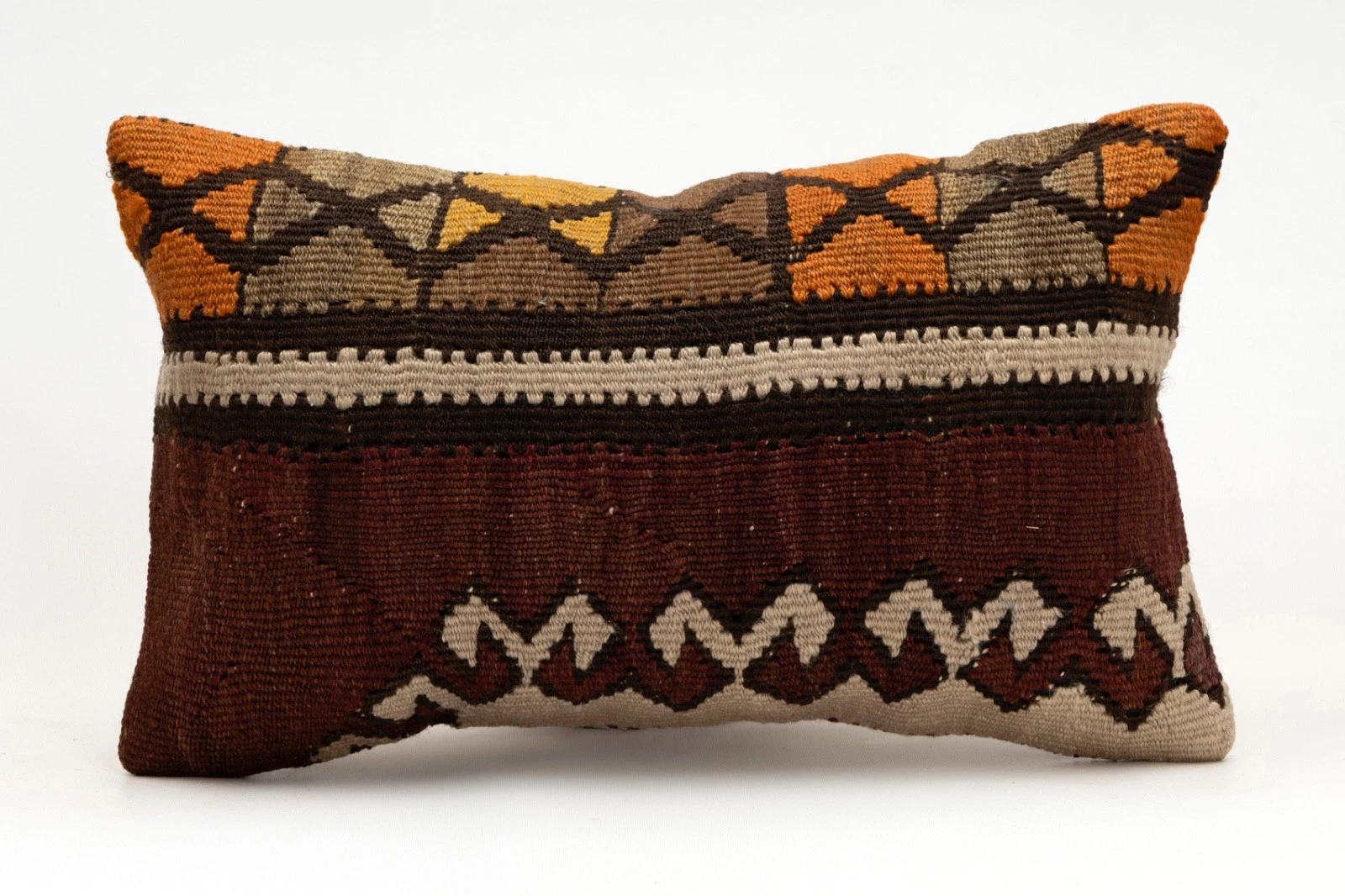 Decorative Pillow Cover, 12x20 in, Turkish Kilim Cushion, Boho Sofa Throw Pillow