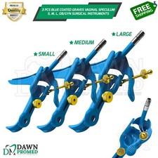 3 Pcs Blue Coated Graves Vaginal Speculum S, M, L, OB/GYN Surgical Inst German G