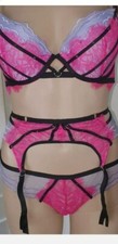 ann summers Yasmin Pink Lilac Black Suspender Belt Small 8 10