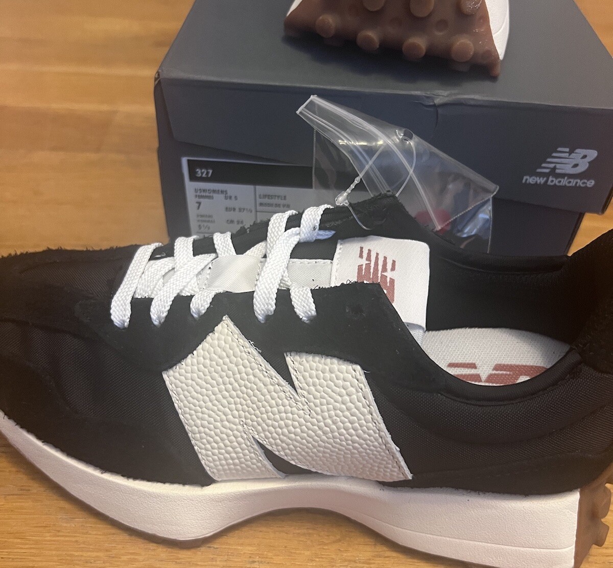 Size 7 - New Balance 327 Black White Gum W for sale online