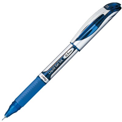 Pentel Gel Ink Ballpoint Pen Energel 0.5mm Silver Shaft Blue