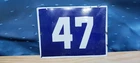 Vintage Enamel Sign Number 47 Blue House Door Street Plate Metal Porcelain Tin