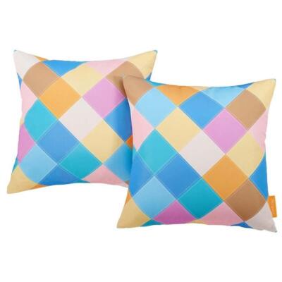 Modway 2-Piece Polyester Fabric Outdoor Patio Pillow Set in Diamond