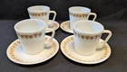 Vintage Pyrex/Corelle Butterfly Gold Coffee/Tea Mug & Saucer Set of 4 D Handle