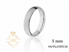 950 Platinum Low Dome 5mm Wedding Band Ring - Comfort Fit Matte Brushed Finish
