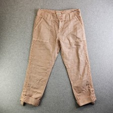 Sundance Pants Womens 8P Pink Linen Blend Roll Tab Cuffs Lace Side Stripe Boho
