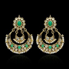 Green Kundan Earring, Meenakari Earring, Indian Earring, Indian Jewelry, Jhumka