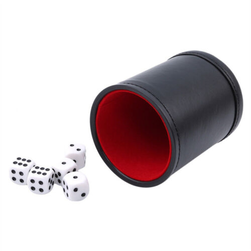 5Pcs Dot Dices Leather Dice Cup Set Dice Shaker For Bar Family Party Dice Games - Picture 1 of 9