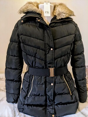 Damen Winterjacke Schwarz Warm Modisch Trendy Informell Freizeit