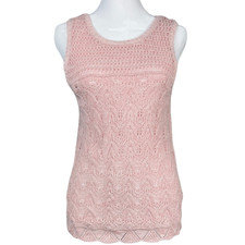 American Eagle Tank Top Womens Crochet Patterned Knit Sleeveless Small Pink Y2K