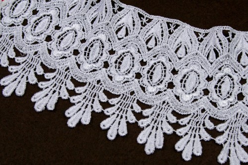 4" White Ivory Floral Venice Lace Trim Fringe Edge Guipure Trimming By Yardage - Picture 6 of 6