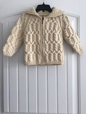 CARRAIG DONN 100 PURE NEW WOOL KID'S FULL ZIP HOODED SWEATER SIZE M