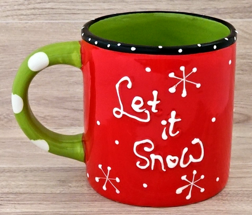 Sleigh Bell Bistro Mug 24oz (3 Cup) Snowman "Let It Snow" Christmas Large Mug - Picture 3 of 11